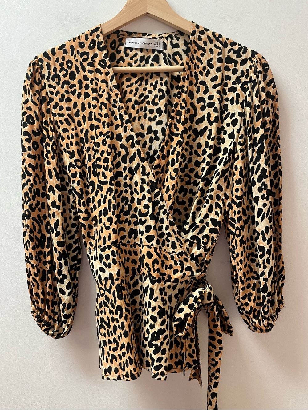 Faithfull the Brand Leopard Print Wrap Blouse